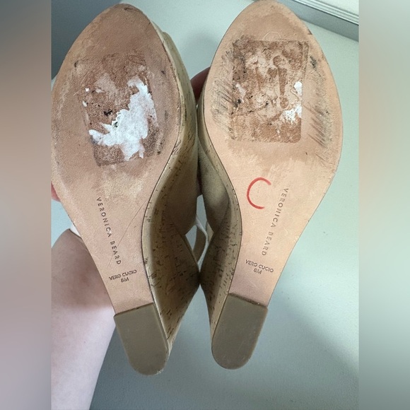 Veronica Beard Dali Suede Wedges | Nude Peep-Toe Sandals | Size 8 - Picture 16 of 16